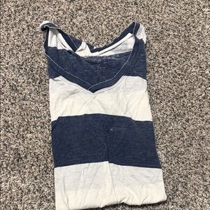 White Crow Navy and White Striped Short Sleeve Tee